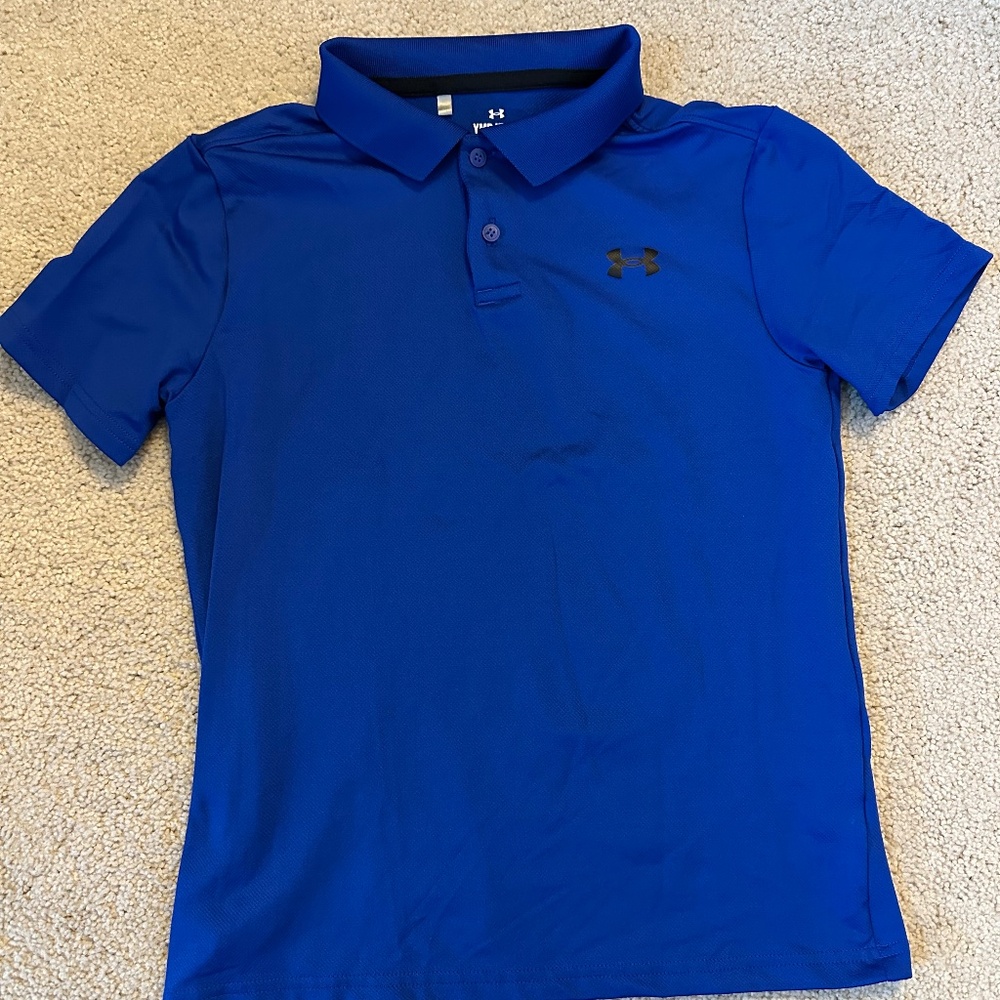 Under Armour Short-Sleeve Polo Shirt, Blue, NWOT, Youth Medium